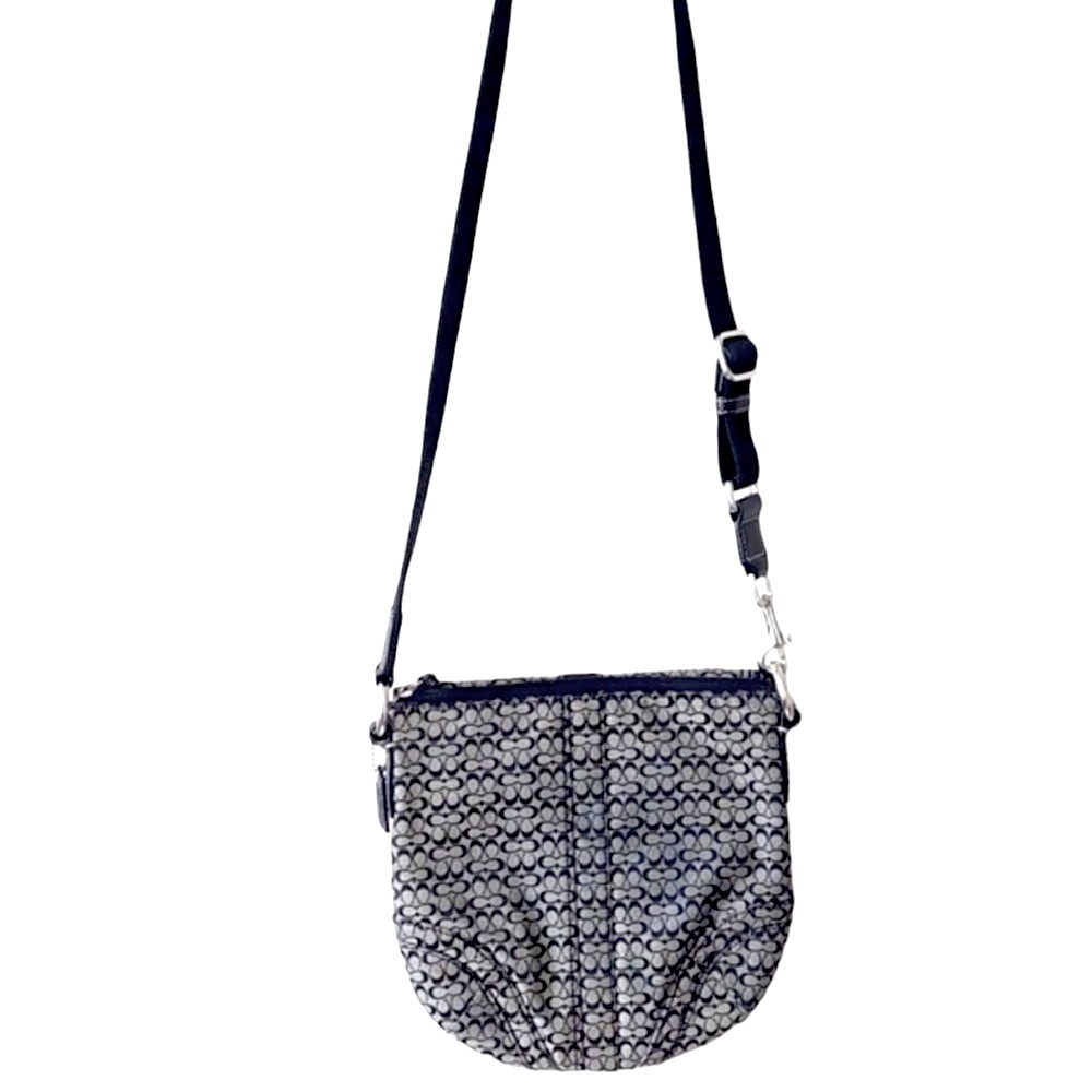Coach Monogrammed Logo Buckle Small Crossbody Black/White/Silver Hardware - Picture 4 of 15